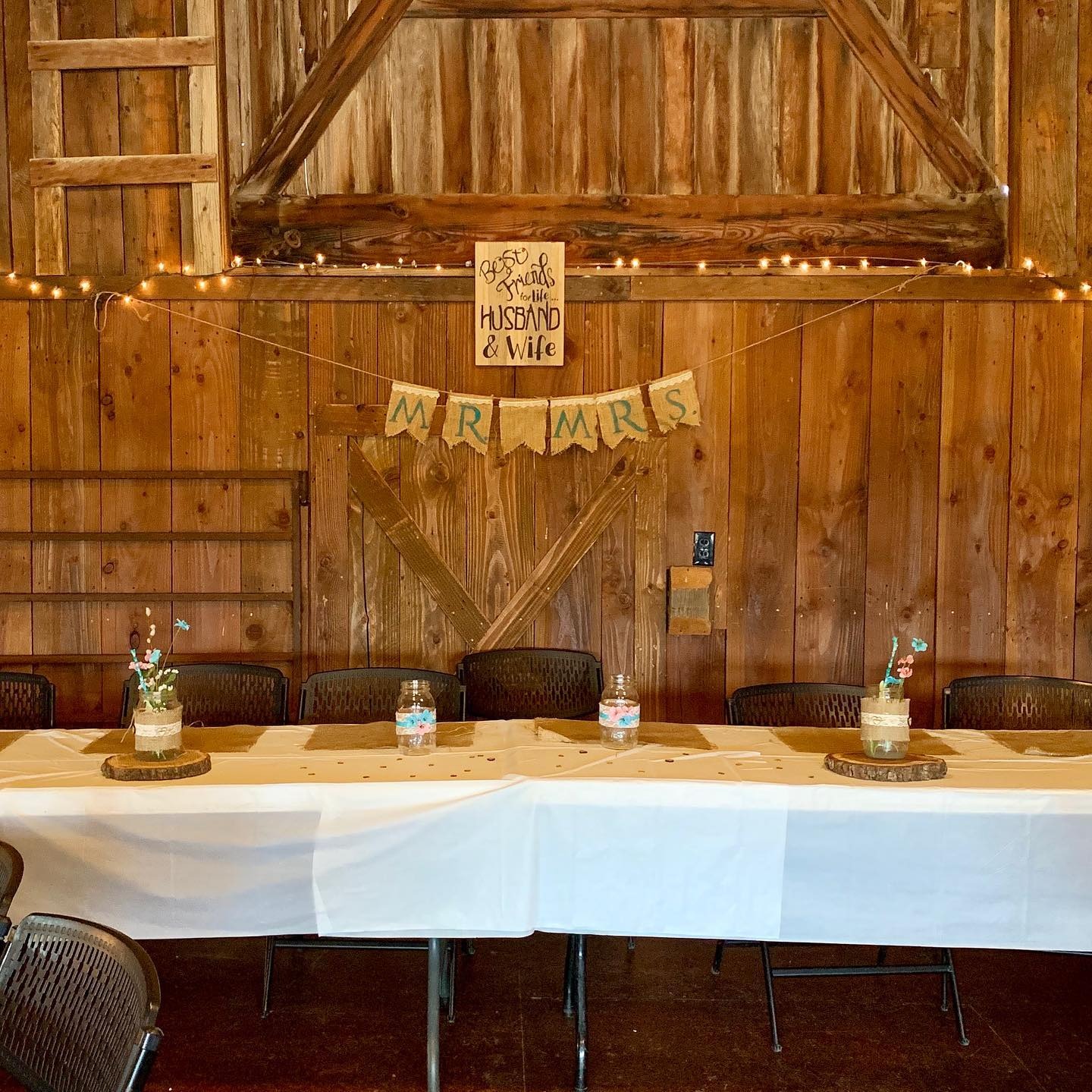 Looking east from the top of the stairways on the second floor of the Wedding Barn.